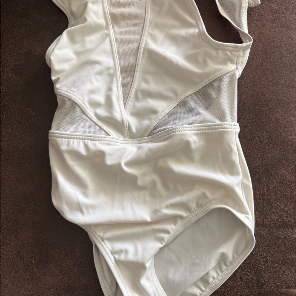 Balera White Bodysuit One Piece with Fitted Waist